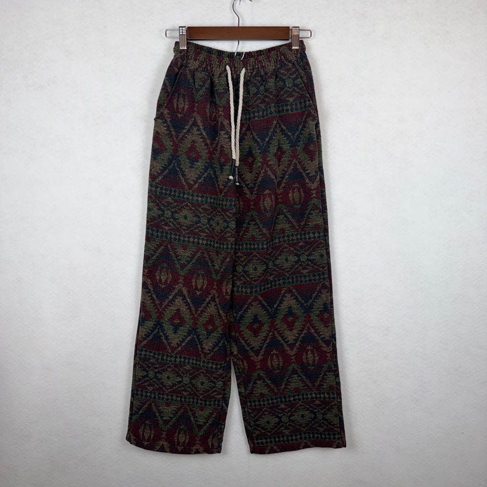 Run Xuan Tapestry Pants Womens Small Multicolor Geometric Boho Wide Leg Woven